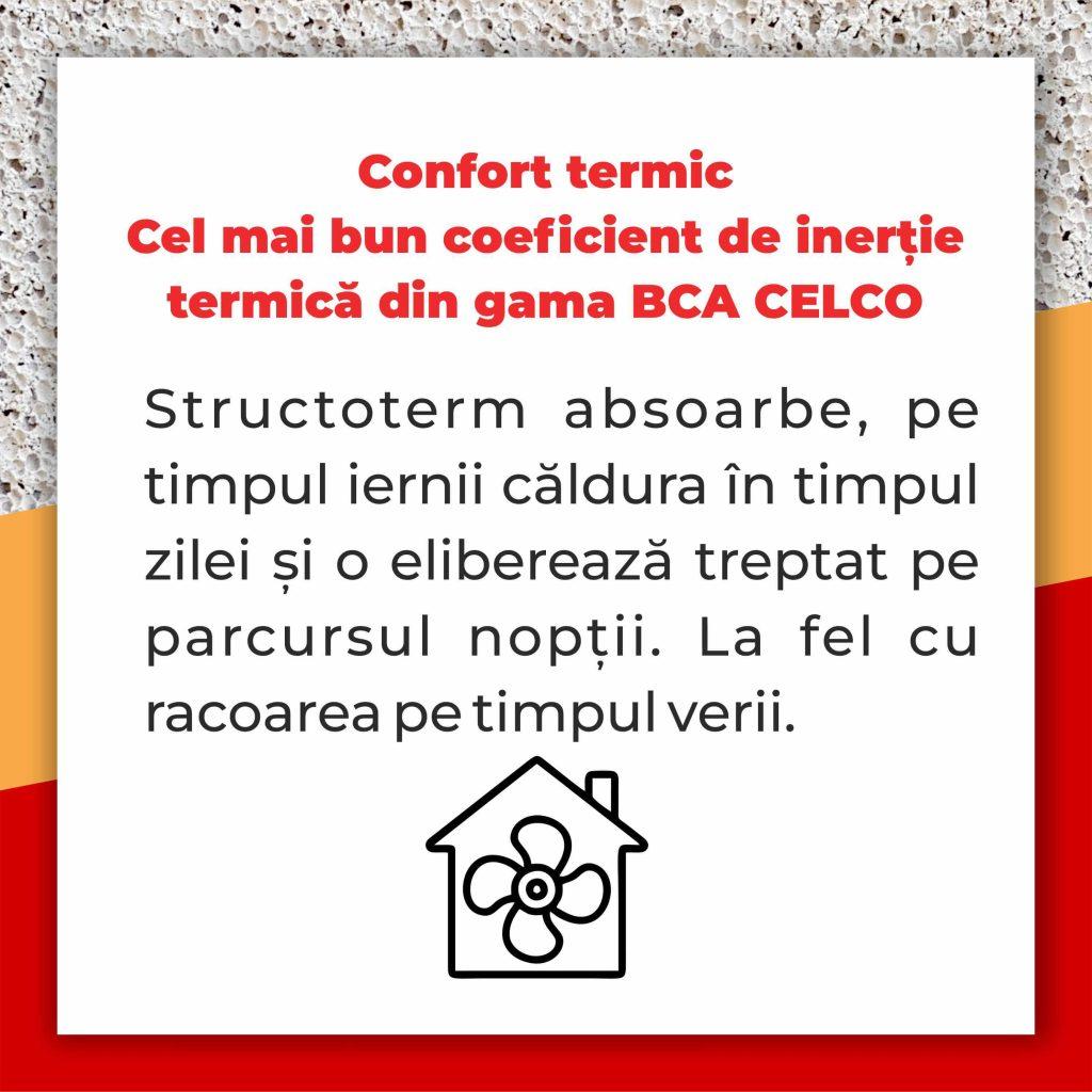 Confort termic cel mai bun coeficient de inertie termica din gama BCA CELCO